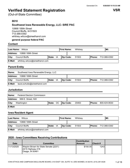 Verified Statement Registration VSR (Out-Of-State Committee)