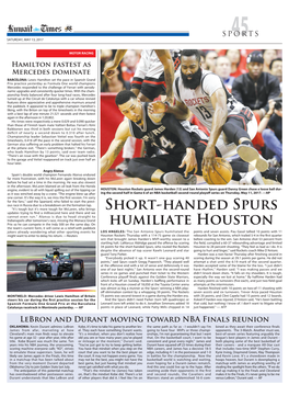 Short-Handed SPURS Humiliate Houston