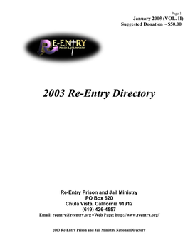 2003 Re-Entry Directory
