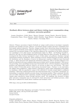 1 Feedback Effects Between Plant and Flower-Visiting Insect Communities Along a Primary