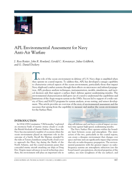 APL Environmental Assessment for Navy Anti-Air Warfare