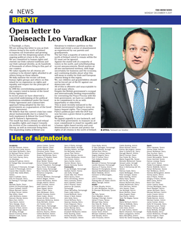 Open Letter to Taoiseach Leo Varadkar