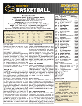 Emporia State Game Notes at #1 Kansas