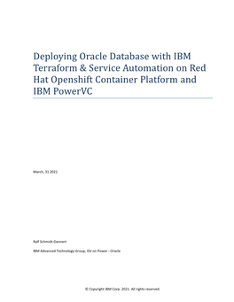 Deploying Oracle Database with IBM Terraform & Service Automation On