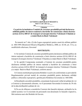 Cu Privire La Instituirea Comisiei De Cercetare Prealabilă Privind