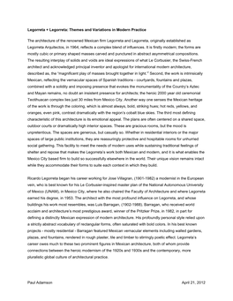 Paul Adamson April 21, 2012 Legorreta + Legorreta: Themes and Variations in Modern Practice the Architecture of the Renowned Me