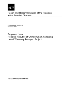 Hunan Xiangjiang Inland Waterway Transport Project