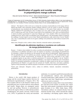 Identification of Zygotic and Nucellar Seedlings in Polyembryonic Mango Cultivars