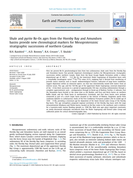 Shale and Pyrite Re-Os Ages from the Hornby Bay and Amundsen Basins Provide New Chronological Markers for Mesoproterozoic Strati