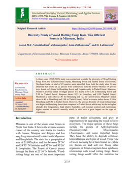 Diversity Study of Wood Rotting Fungi from Two Different Forests in Mizoram, India