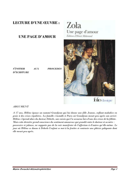 Lecture D'une Œuvre : Une Page D'amour