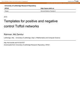 Templates for Positive and Negative Control Toffoli Networks