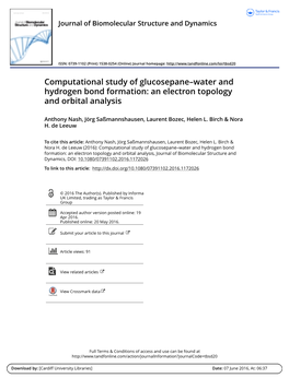 Computational Study of Glucosepane–Water and Hydrogen Bond Formation: an Electron Topology and Orbital Analysis