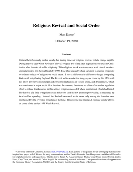 Religious Revival and Social Order