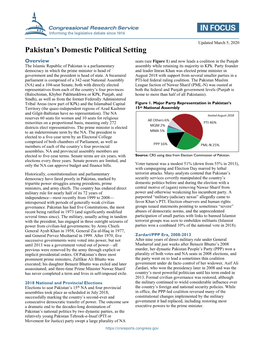 Pakistan's Domestic Political Setting