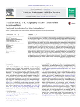 Transition from 2D to 3D Real Property Cadastre: the Case of the Slovenian Cadastre