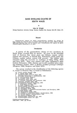 SAND DWELLING Clliates of SOUTH WALES