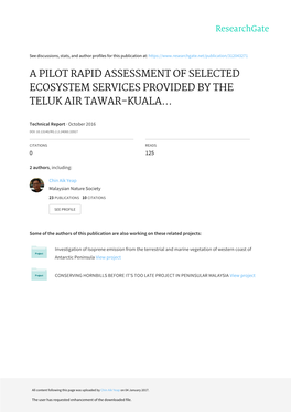 Ecosystem Services Assessment of the Teluk Ayer Tawar IBA, Penang