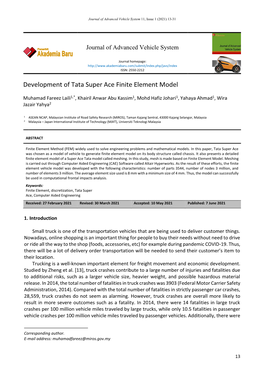 Development of Tata Super Ace Finite Element Model