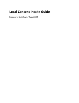 Local Content Intake Guide