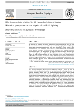 Historical Perspective on the Physics of Artificial Lighting