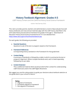 History Textbook Alignment: Grades K-5 [PDF]