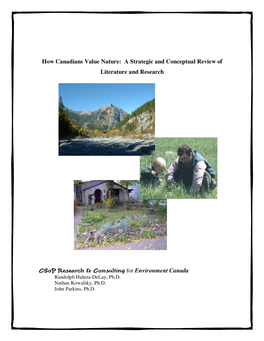 How Canadians Value Nature: a Strategic and Conceptual Review of Literature and Research