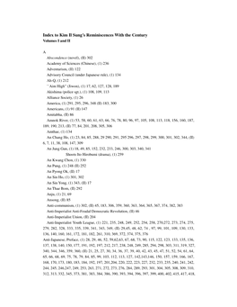 Index to Kim Il Sung's Reminiscences with the Century