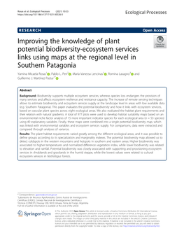 Improving the Knowledge of Plant Potential Biodiversity-Ecosystem