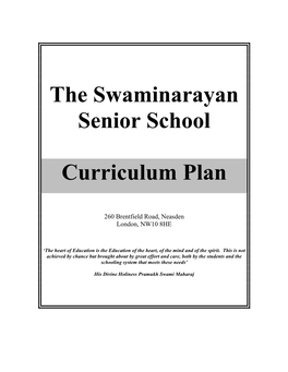 The Swaminarayan Senior School Curriculum Plan