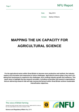 Mapping the Uk Capacity for Agricultural Science