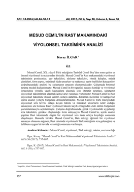 Mesud Cemil'in Rast Makamindaki Viyolonsel