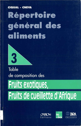 3. Table De Composition Des Fruits Exotiques, Fruits De Cueillette D'afrique