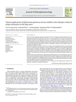 Topical Application of Rehmannia Glutinosa Extract Inhibits Mite Allergen-Induced Atopic Dermatitis in NC/Nga Mice