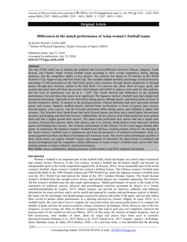 Original Article Differences in the Match Performance of Asian