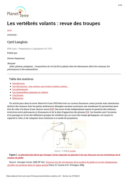 Les Vertébrés Volants : Revue Des Troupes