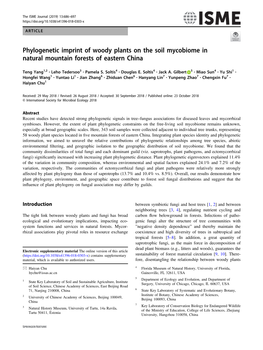 Phylogenetic Imprint of Woody Plants on the Soil Mycobiome in Natural Mountain Forests of Eastern China