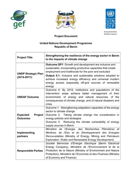 Project Document United Nations Development Programme Republic