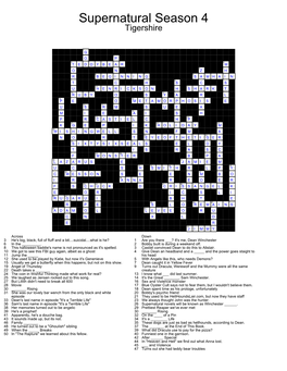 Supernatural Season Four Crossword Answers