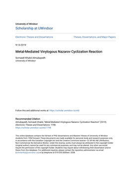 Metal-Mediated Vinylogous Nazarov Cyclization Reaction