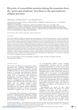 Alveolates to the Apicomplexan Obligate Parasites