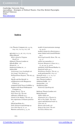 Strategies of Political Theatre: Post-War British Playwrights Michael Patterson Index More Information