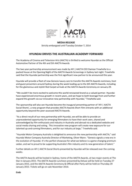 Hyundai Drives the Australian Academy Forward