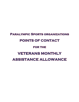 Paralympic Sports Organization Points of Contact