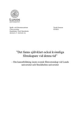 Det Fanns Självklart Också Kvinnliga Filmskapare Vid Denna Tid”