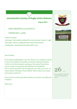 Leicestershire Society of Rugby Union Referees