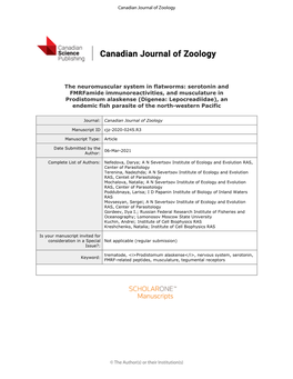 The Neuromuscular System in Flatworms: Serotonin and Fmrfamide Immunoreactivities, and Musculature in Prodistomum Alaskense (Dig