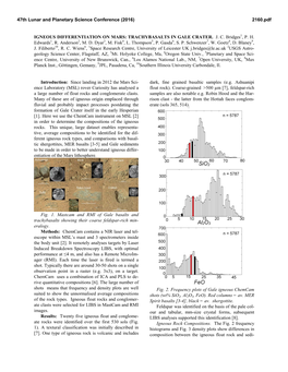 Igneous Differentiation on Mars: Trachybasalts in Gale Crater