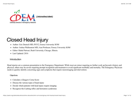 Closed Head Injury 4/4/19, 12�41 AM