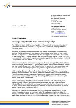 Falun 2015 Closing Press Release